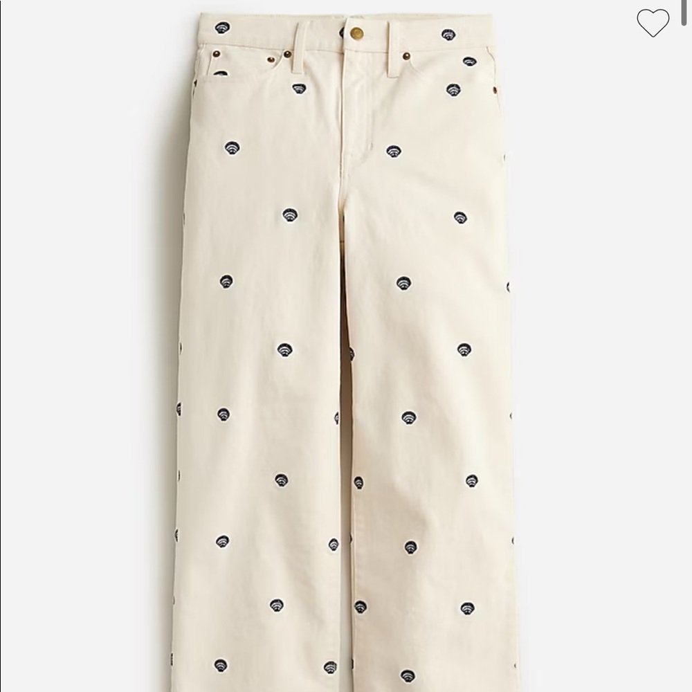 J.Crew Embroidered slim wide-leg jean in Ecru wash